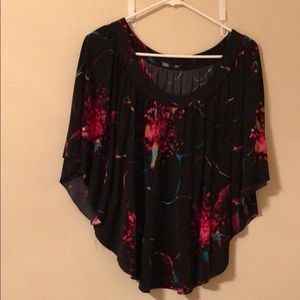 Express black and pink flowy top